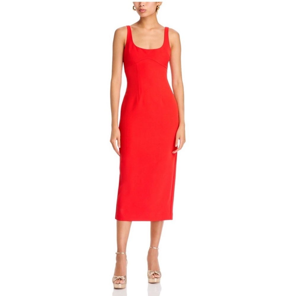AQUA Red Square-Neck Midi Dress NWT’s sz S - Picture 10 of 11